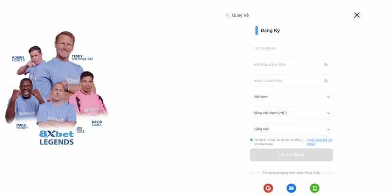 Tạo tài khoản nhanh chóng và an toàn trên app 8XBET